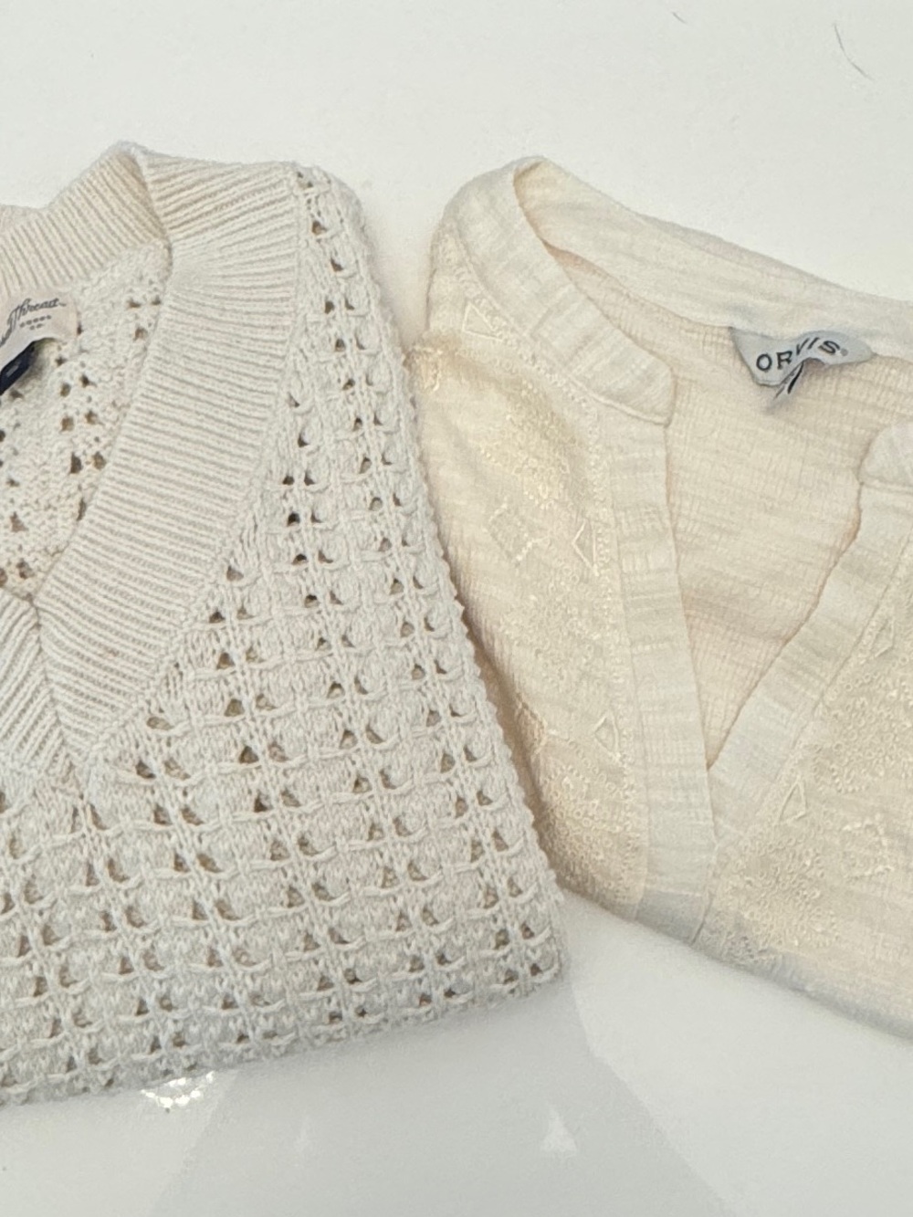 Set of two Cream Openwork V-Neck top & Sweater
